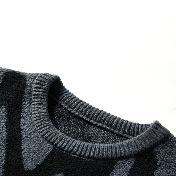 Grey Casual Mens Graphic Pattern Sweater - Picture 3 of 5